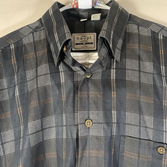 Haupt Men's Plaid Button Front Shirt Size Medium 39/40  15.5 - Picture 2 of 13